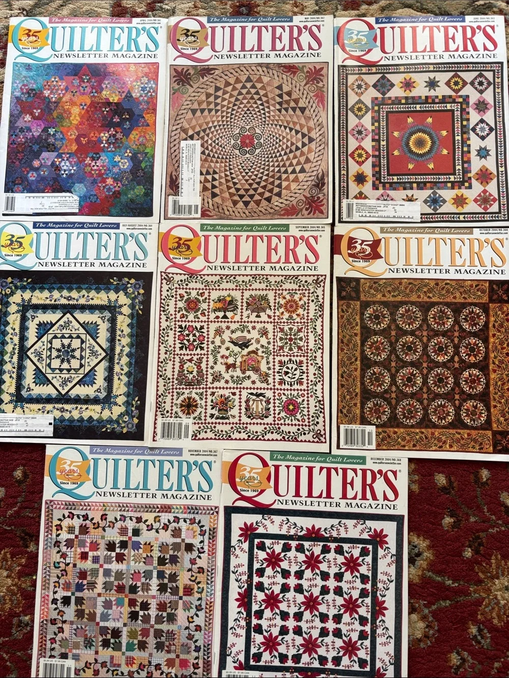 Quilter’s Newsletter Magazine, collection of 8 issues